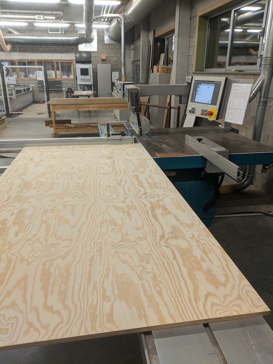 Full sheet of plywood on the table saw