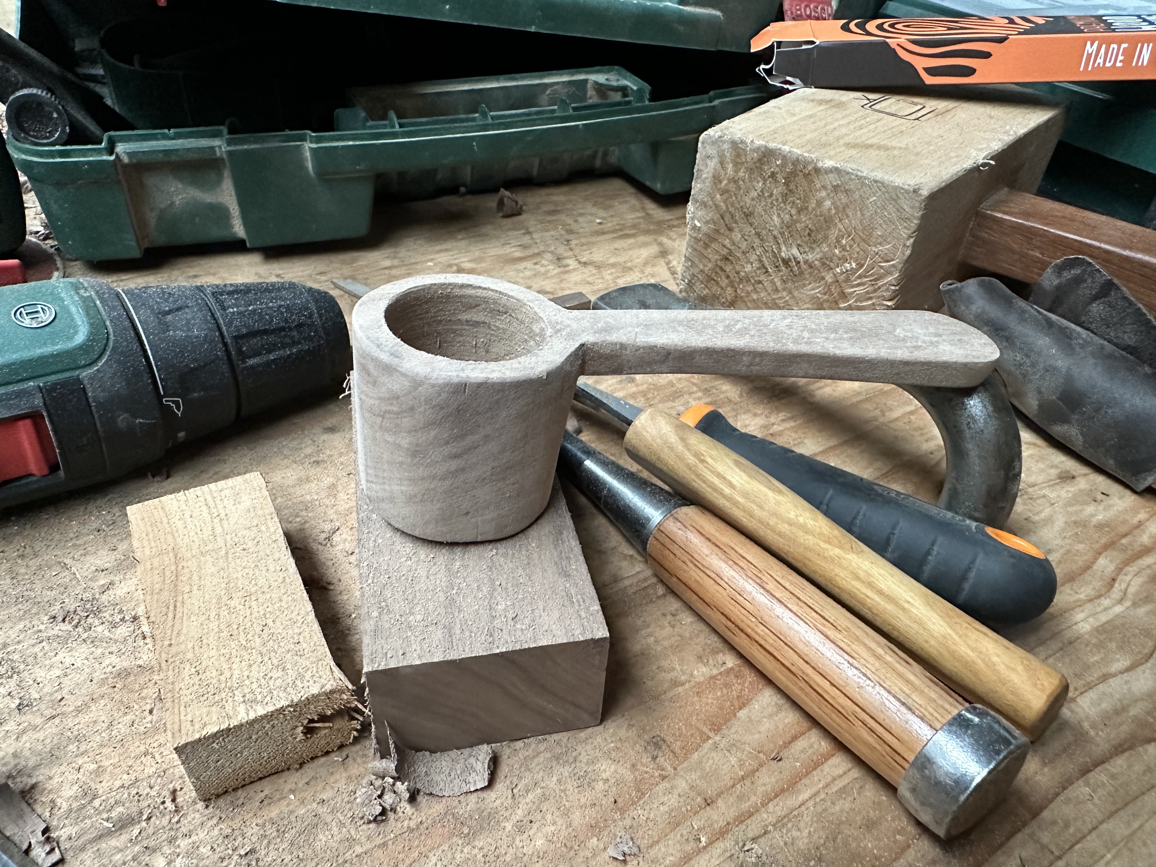 Walnut coffee scoop